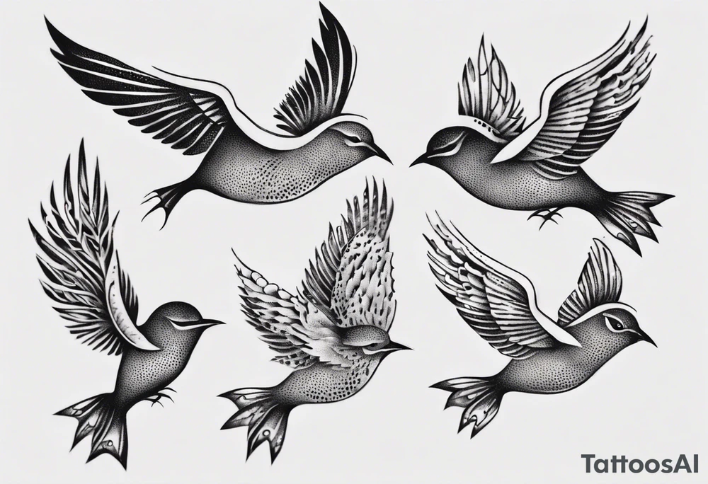 Three birds flying different sizes tattoo idea