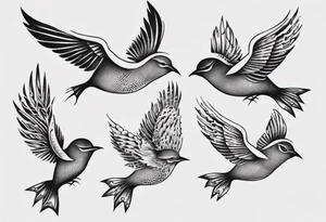 Three birds flying different sizes tattoo idea