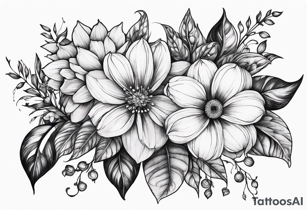 ornaments of flowers tattoo idea