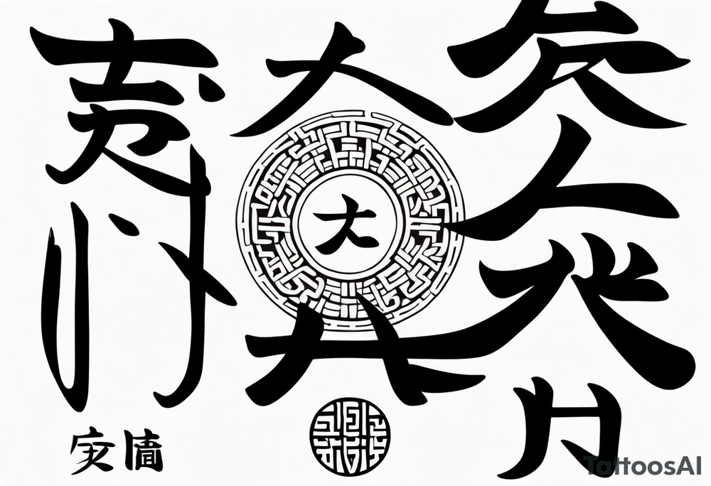 Chinese lettering next to a Japanese  charm tattoo idea