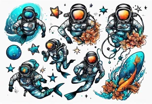 scuba diver in space tattoo idea