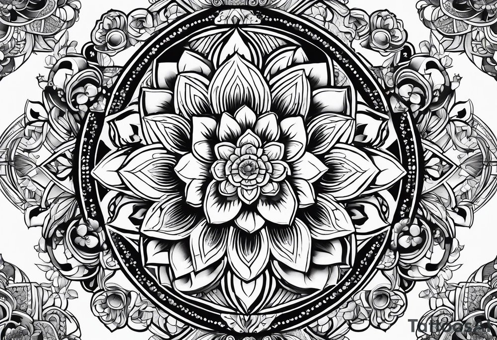 Hippy Buddhist feminine floral tattoo idea