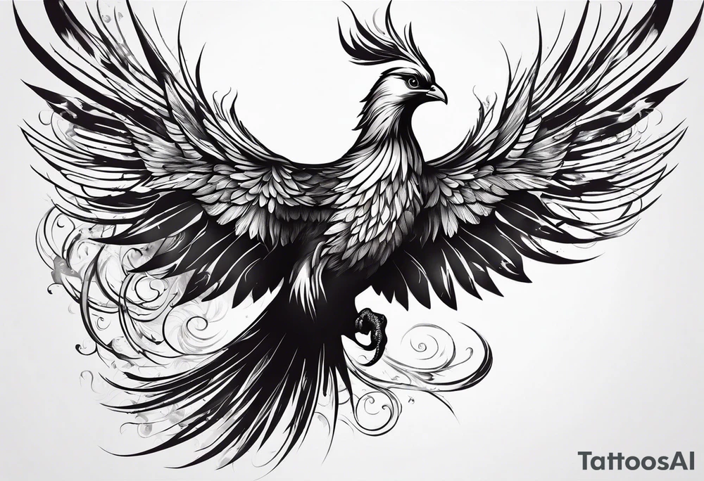 Phoenix bird flying sideways and fading away

, tattoo idea