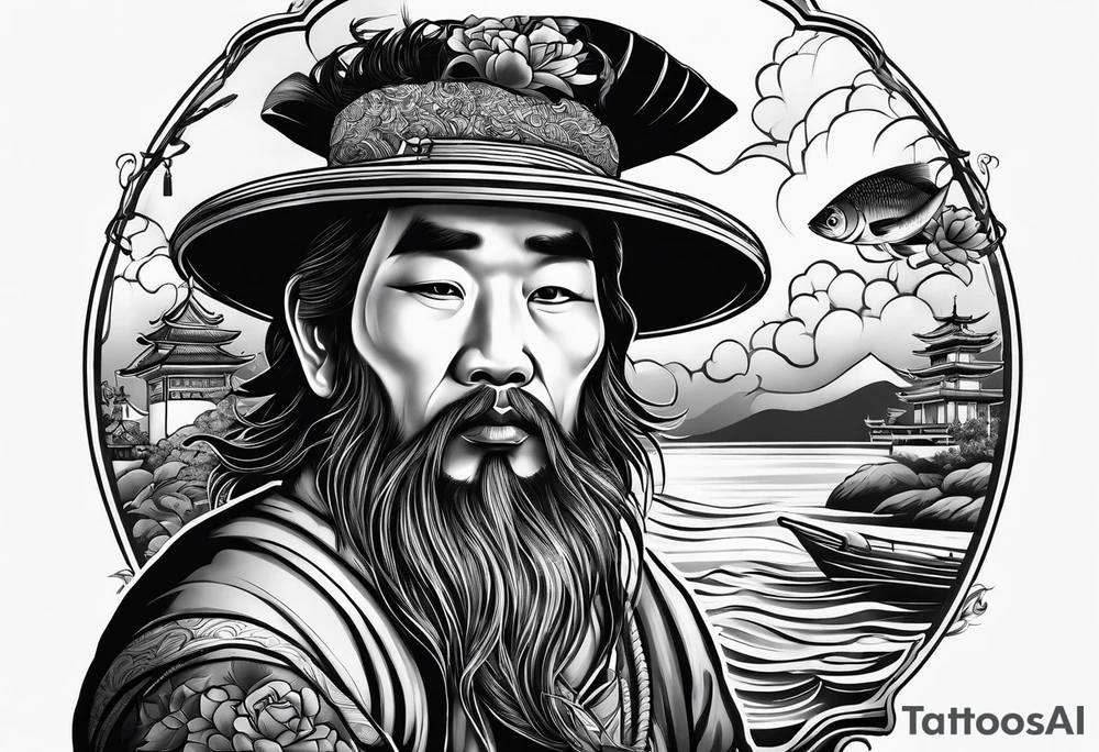 asian fisherman tattoo idea