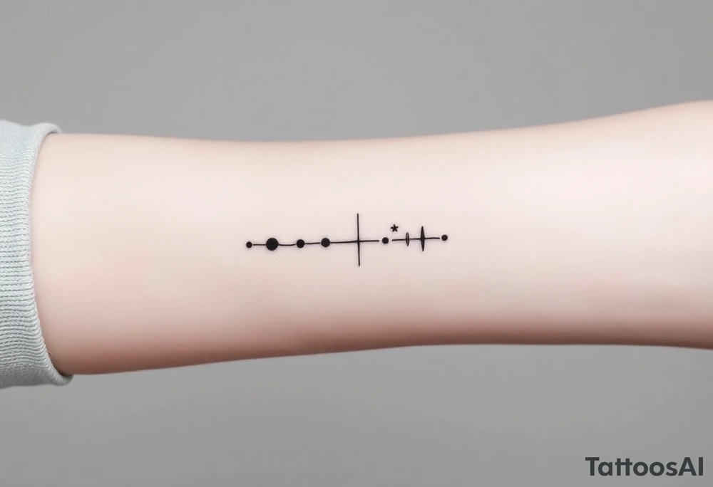 Can you design a few options for a meaningful minimal tattoo with dots, lines or stars that represents my kids? Three are living and two are deceased and I want something that represents that difference by having solid and hollow elementa tattoo idea