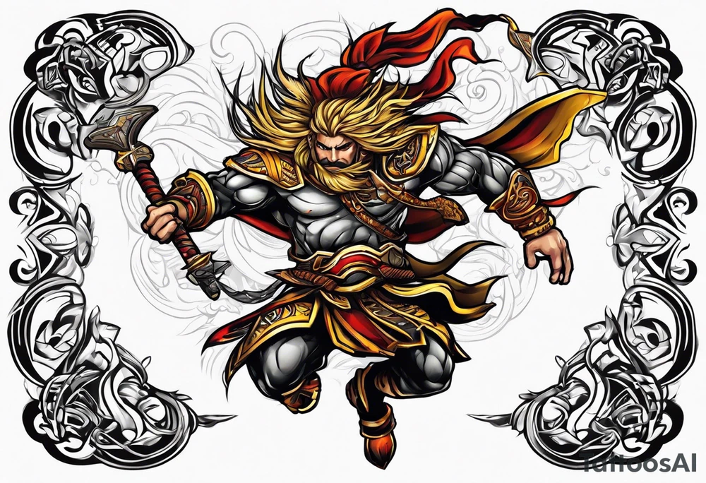 leaping warrior tattoo idea