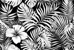 Tropical leaves tattoo idea