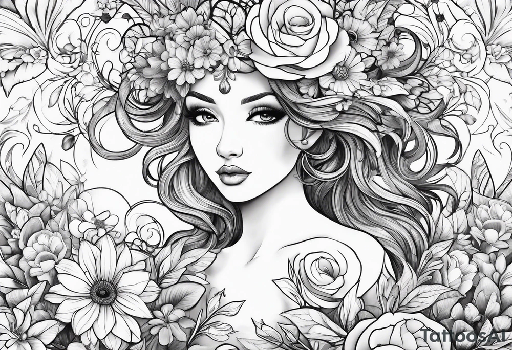 Flowers and fairies tattoo idea