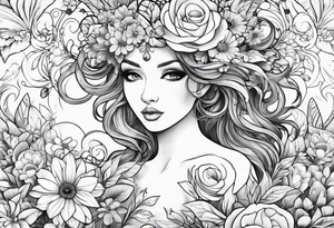 Flowers and fairies tattoo idea