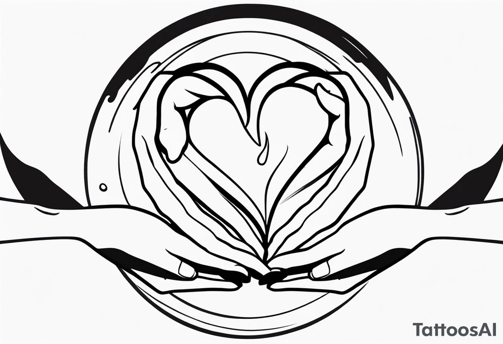 Hands holding a heart with tears tattoo idea
