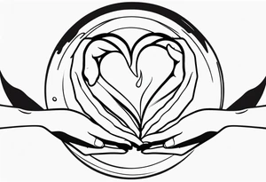 Hands holding a heart with tears tattoo idea