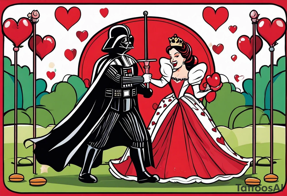 Darth Vader playing croquet with the queen of hearts tattoo idea