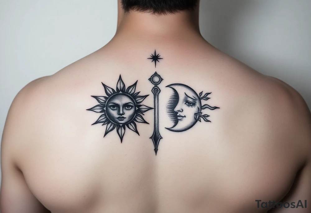 sunface (sunsign in aquarius) & moonface (moonsign in pisces) astrology / yang and yang inspired tattoo idea