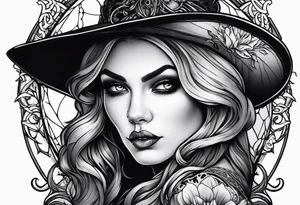 Gothic witch portrait tattoo idea