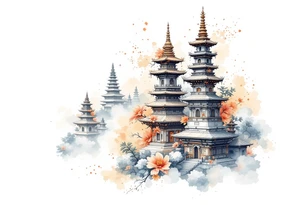 Stupas or Pagodas – Sacred Buddhist monuments with layered towers, typically done in detailed black ink or traditional brown stone tones. tattoo idea
