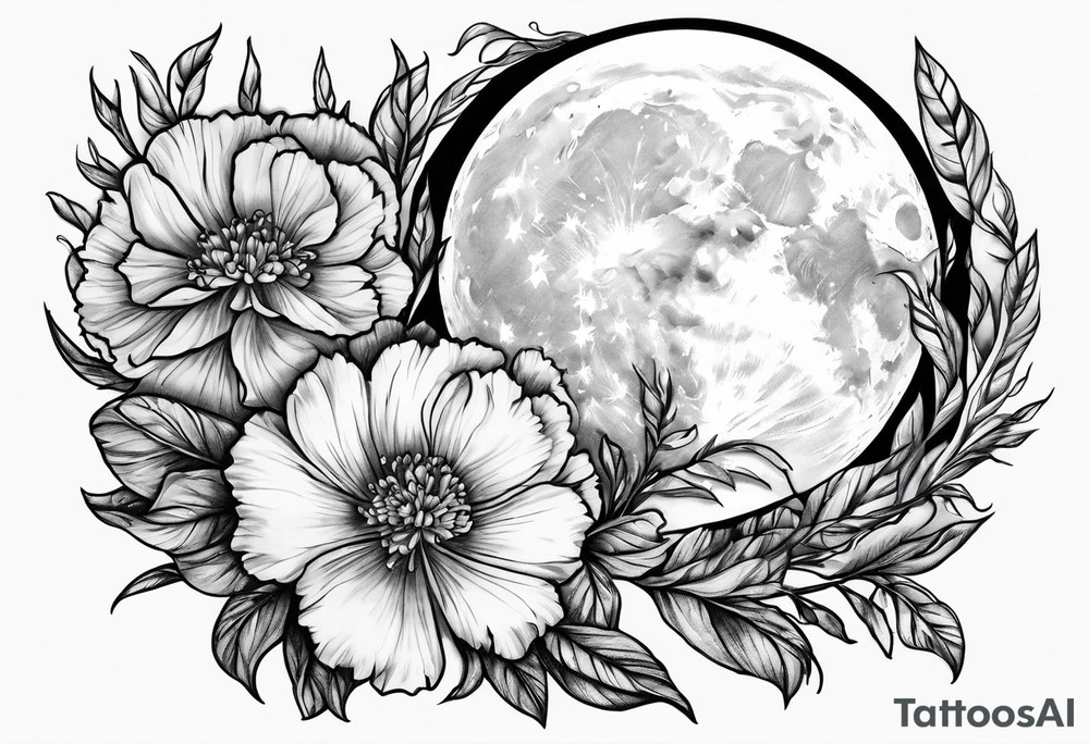 Full moon carnations tattoo idea