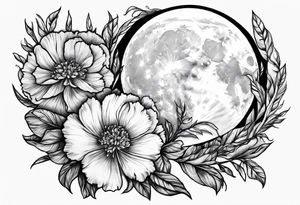 Full moon carnations tattoo idea