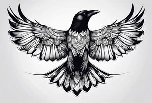 symmetrical outlines of a flying crow, without bows tattoo idea