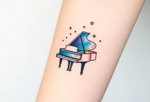 Grand piano under stars tattoo idea