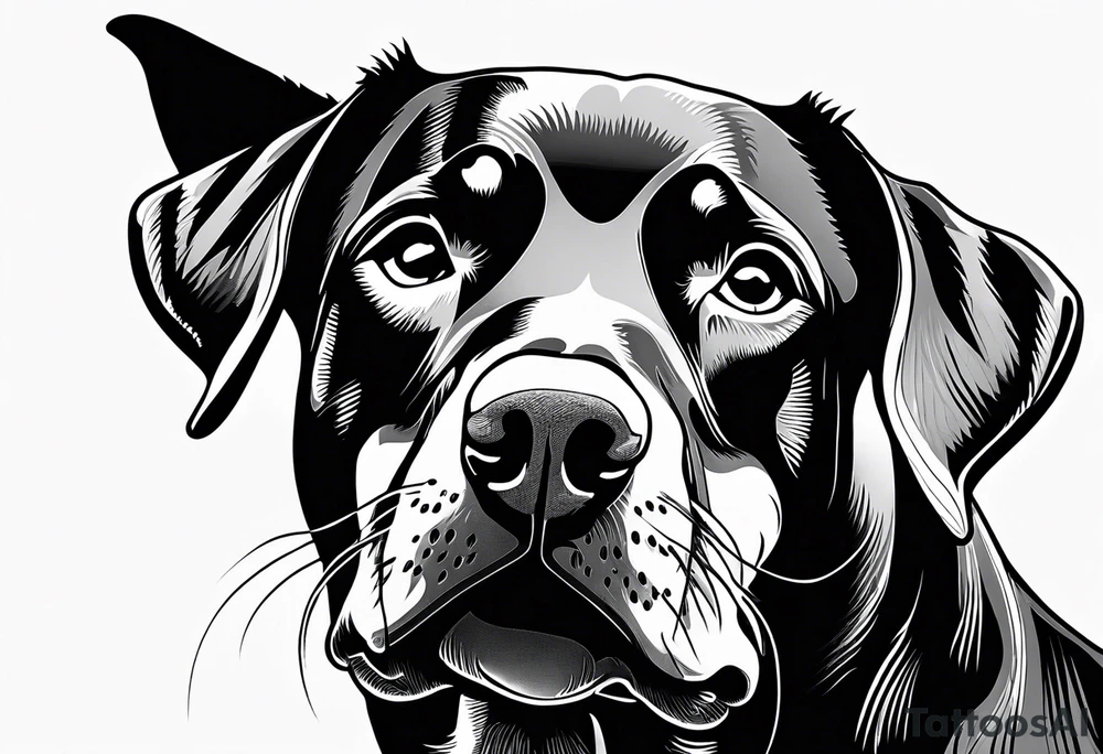 angry dobermann dog with mouth open tattoo idea