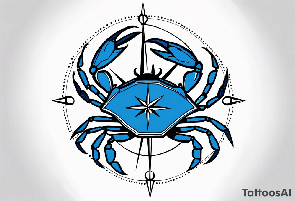 blue crab compass, nautical design for a female tattoo idea blue crab compass, nautical design for a female tattoo idea