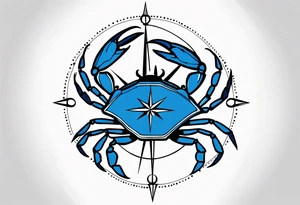 blue crab compass, nautical design for a female tattoo idea