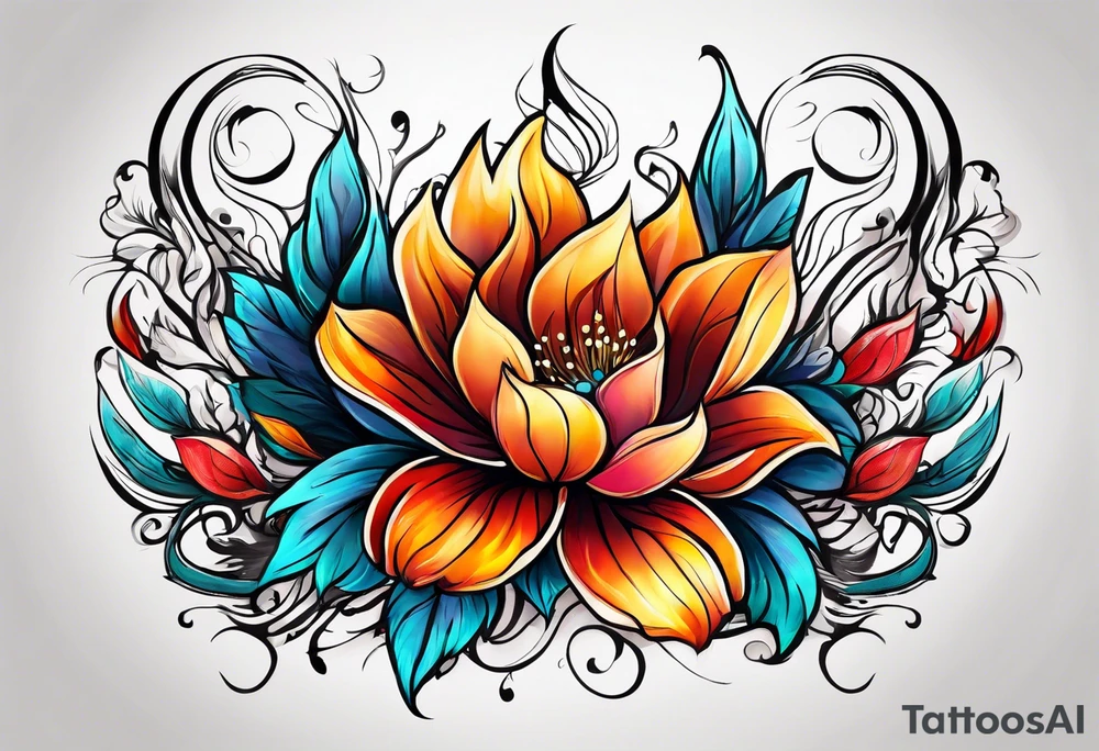 flower fire for a male tattoo idea