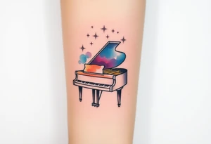 Grand piano under stars tattoo idea