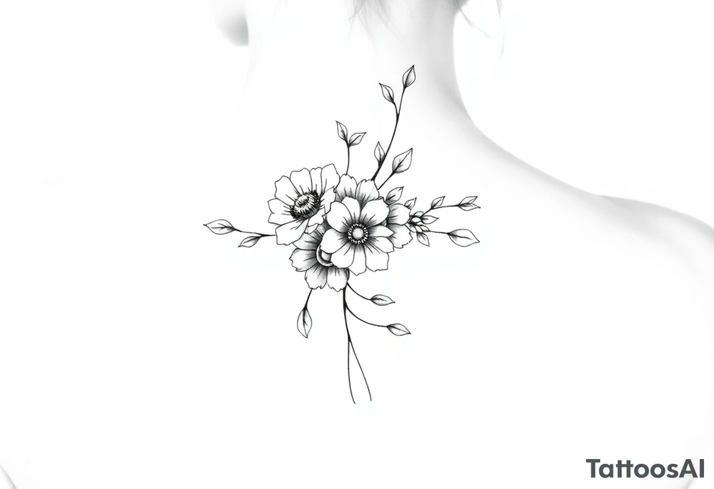 Delicate floral spine tattoo tattoo idea