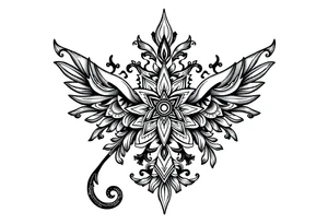 mytical shaman and mytolog style ornametn with ancient rhyme tattoo idea