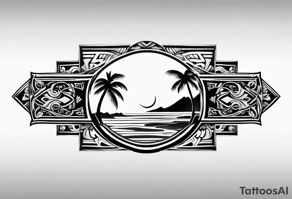 4" wide arm band in traditional hawaiian style with outline of hawaii island tattoo idea