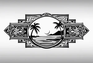 4" wide arm band in traditional hawaiian style with outline of hawaii island tattoo idea