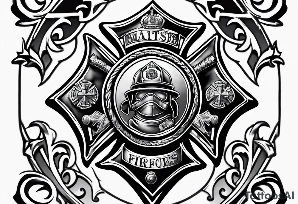 Maltese cross firefighter tattoo idea