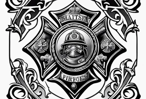 Maltese cross firefighter tattoo idea