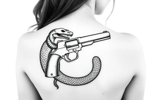 Snake around gun tattoo idea