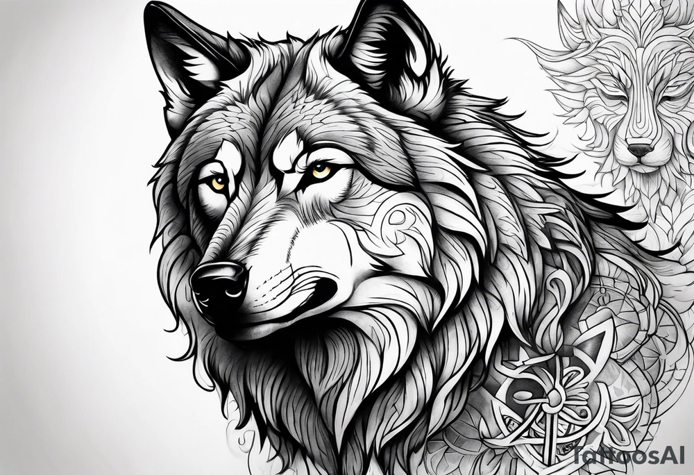 Spiritual wolf tattoo idea