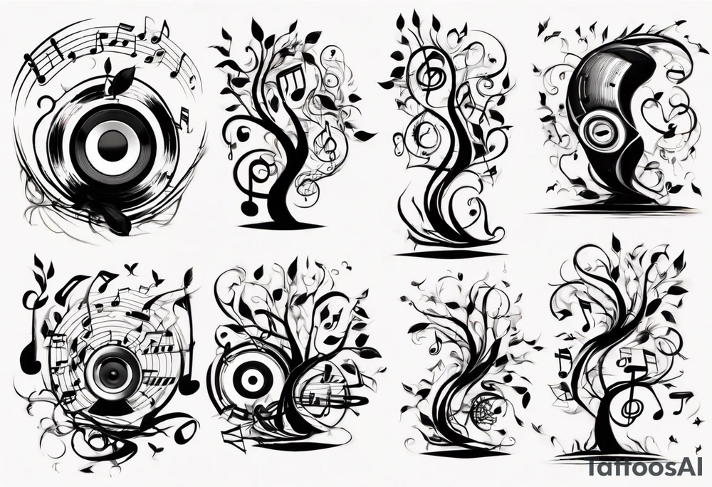 music speaker note tree stave note tattoo idea