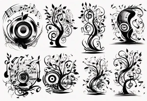music speaker note tree stave note tattoo idea