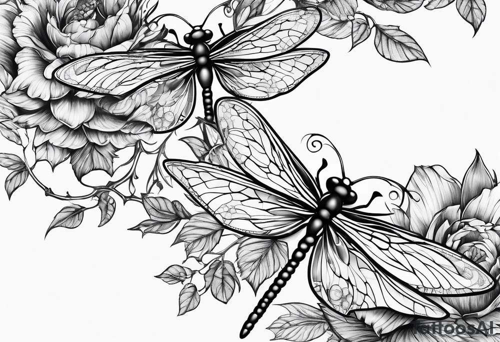 Wrap around vine with dragonfly tattoo idea