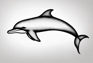simple dolphin silhouette, in soft gray tone, stippled shading, little bit of dotwork, white background tattoo idea
