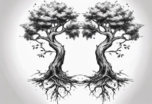 Two trees growing together forearm tattoo idea