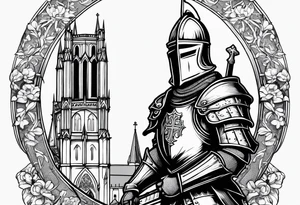 knight with heavy armor with Notre Dame tattoo idea