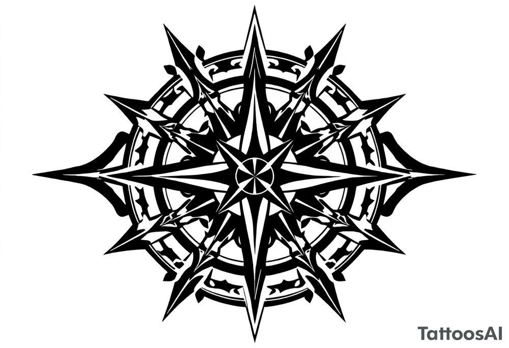 Double layered compass rose tattoo idea