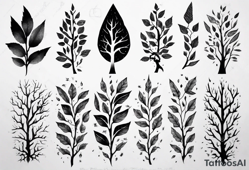 Double tree forearm alive with leaves tattoo idea
