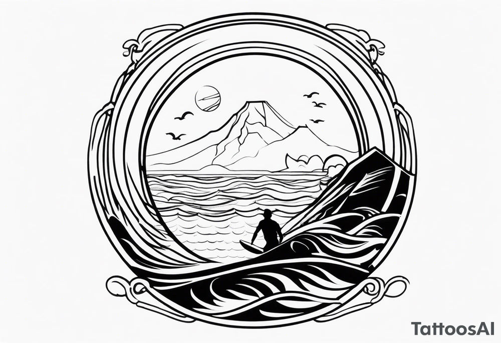 Ocean vibes lifeguard surfer tattoo idea