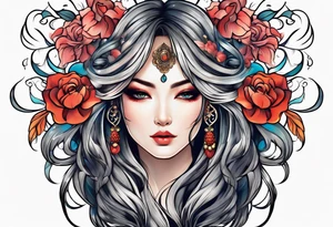 long hair flowing tattoo idea