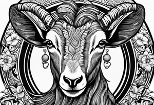 Image of a goat combined with a Snake. The 2 pairs of horns are the snake. tattoo idea