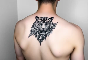 Tiger with mountains tattoo idea