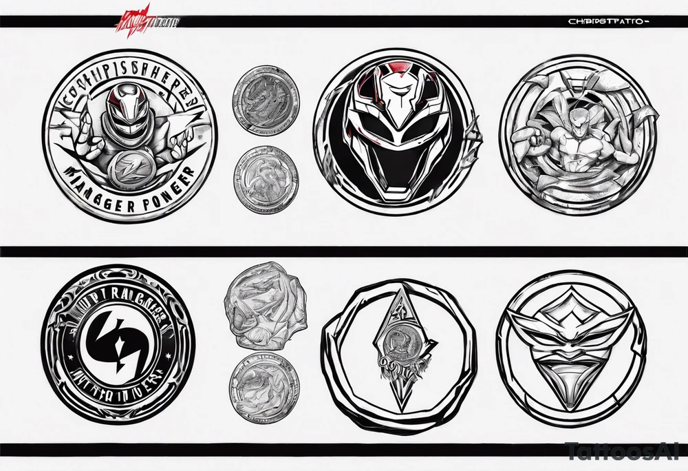 mighty morphin power rangers red rnager power coin and the word christopher tattoo idea