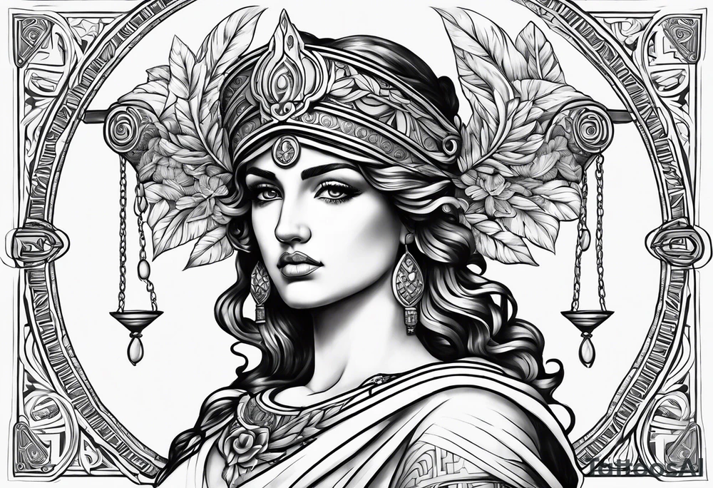 Themis greek goddess previous generations small fine line tattoo idea